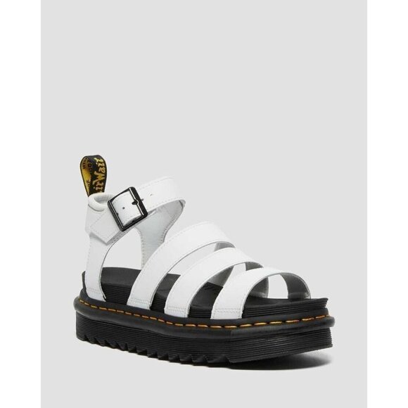 Doc Dr. Martens Blaire Flatform White Leather Sandals Women's Size 8 39 UK 6 New